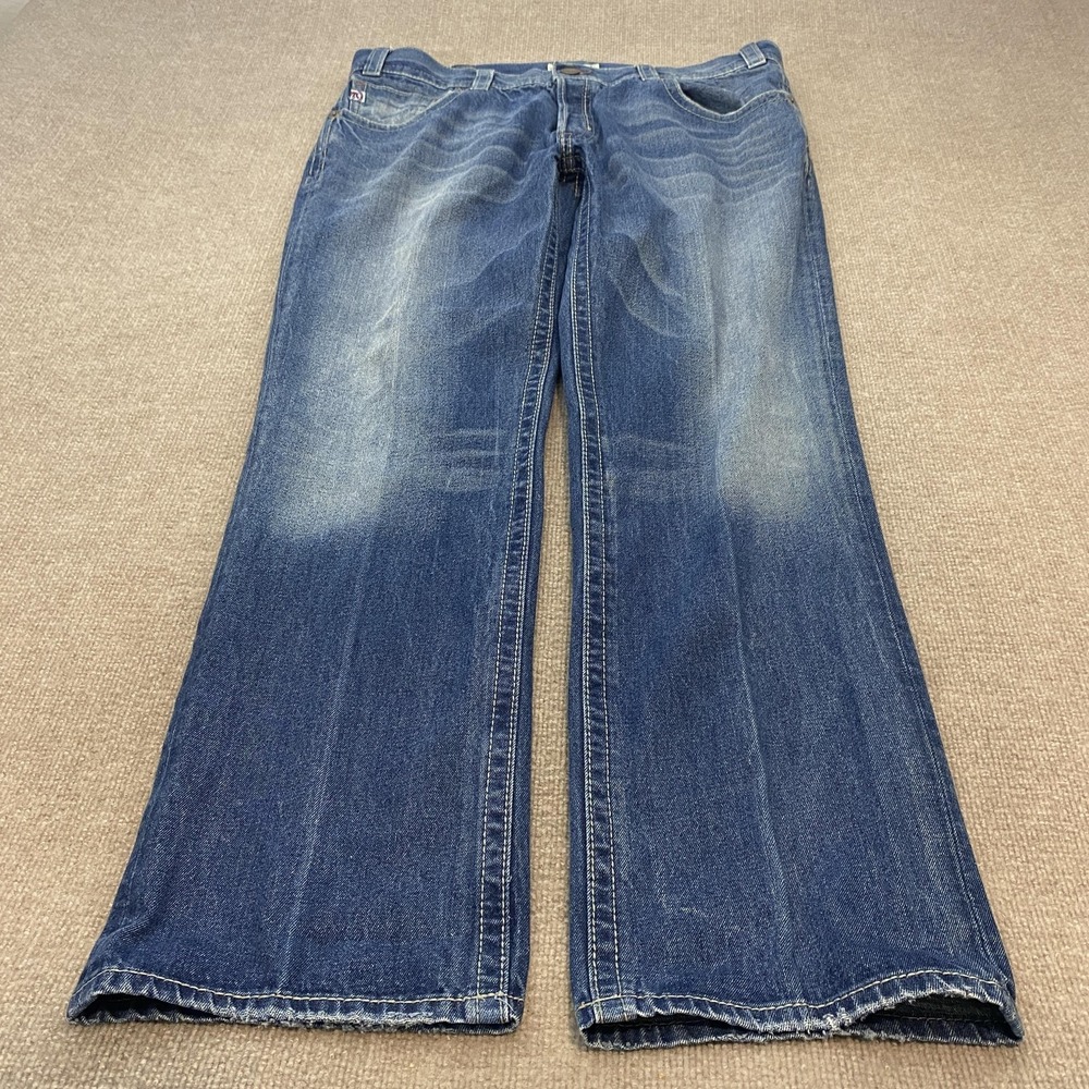 VTG MEK Denim Cody Straight Jeans Mens 42x34 Blue Med Wash Distressed Y2K